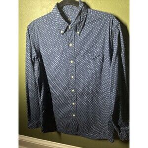 Ralph Lauren Mens Button Down Shirt Medium Blue Geometric Cotton L/S